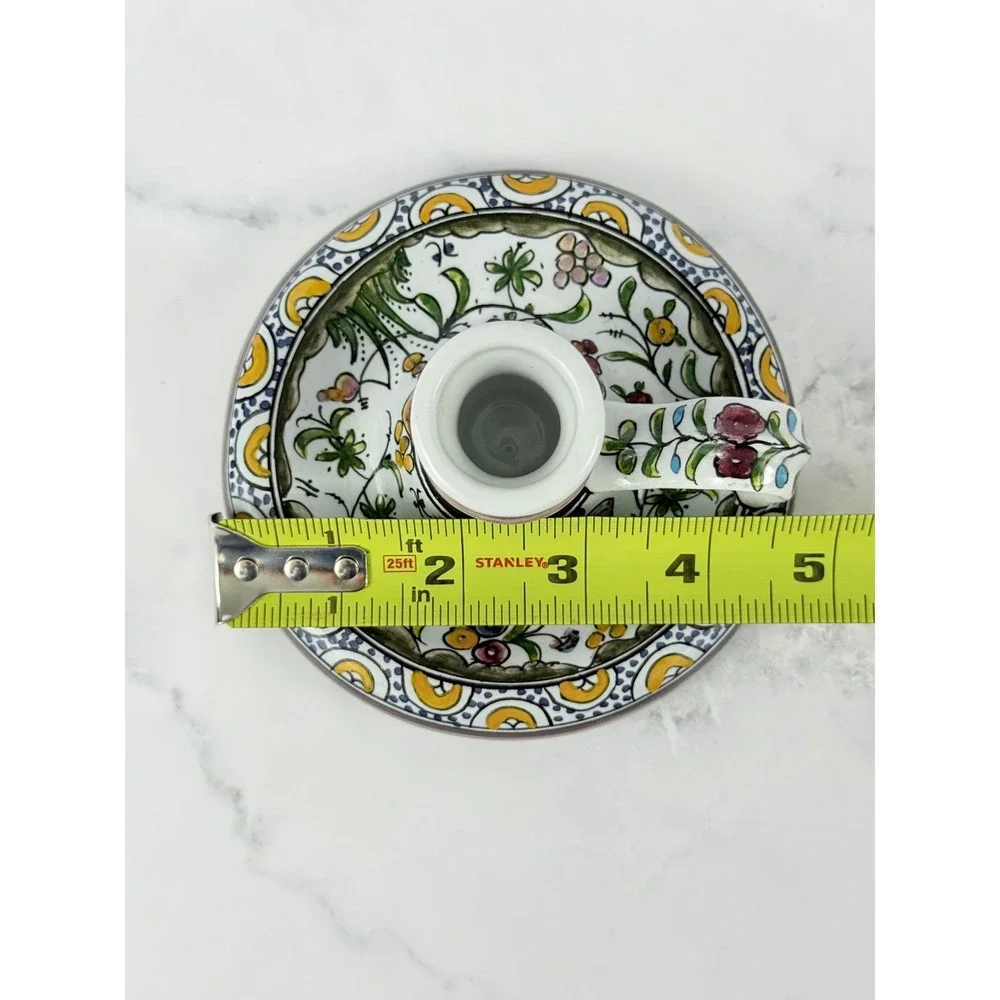 VTG Ceramica Conimbriga Hand Painted Quimper Candle Holder 3